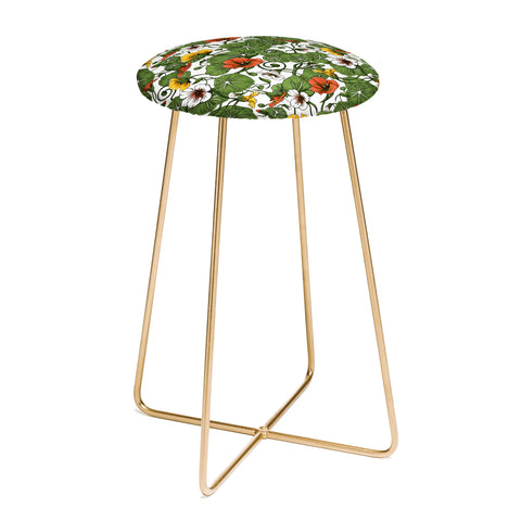 Marta Barragan Camarasa Flowering garden nasturtiums Counter Stool
