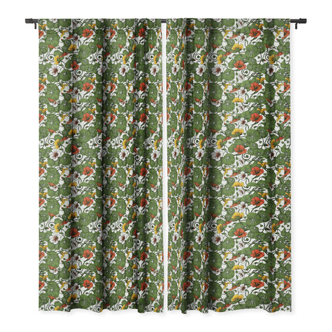 Marta Barragan Camarasa Flowering garden nasturtiums Blackout Window Curtain