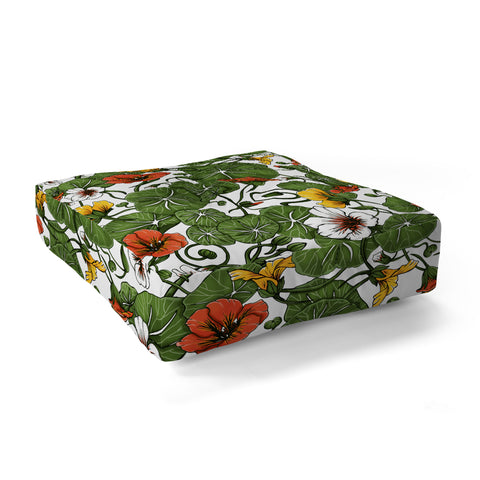 Marta Barragan Camarasa Flowering garden nasturtiums Floor Pillow Square
