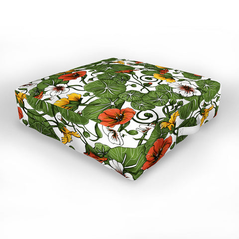 Marta Barragan Camarasa Flowering garden nasturtiums Outdoor Floor Cushion