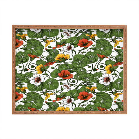Marta Barragan Camarasa Flowering garden nasturtiums Rectangular Tray