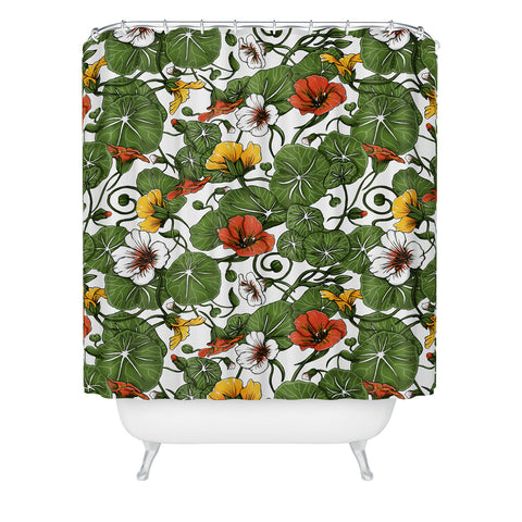 Marta Barragan Camarasa Flowering garden nasturtiums Shower Curtain