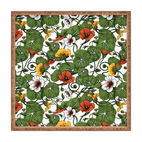 Marta Barragan Camarasa Flowering garden nasturtiums Square Tray