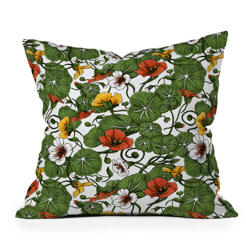 Marta Barragan Camarasa Flowering garden nasturtiums Throw Pillow