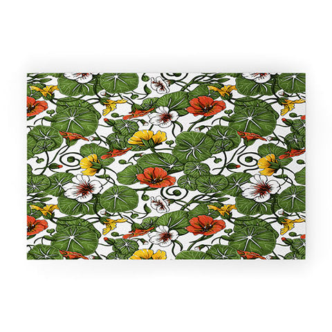 Marta Barragan Camarasa Flowering garden nasturtiums Welcome Mat