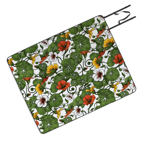 Marta Barragan Camarasa Flowering garden nasturtiums Picnic Blanket