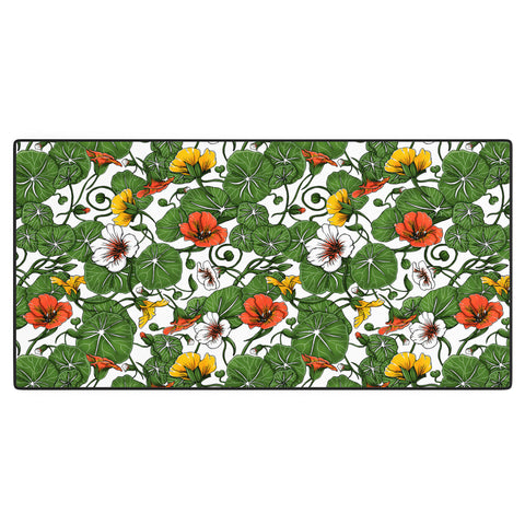 Marta Barragan Camarasa Flowering garden nasturtiums Desk Mat