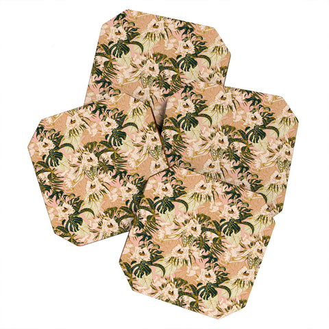 Marta Barragan Camarasa Flowering tropical pink bloom Coaster Set
