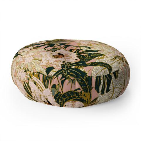 Marta Barragan Camarasa Flowering tropical pink bloom Floor Pillow Round
