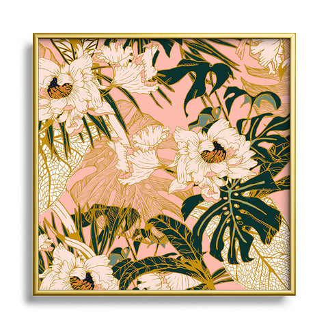 Marta Barragan Camarasa Flowering tropical pink bloom Square Metal Framed Art Print