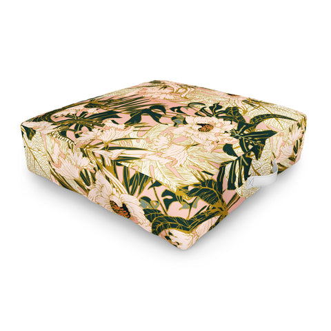 Marta Barragan Camarasa Flowering tropical pink bloom Outdoor Floor Cushion