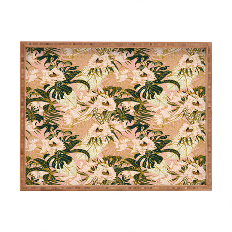 Marta Barragan Camarasa Flowering tropical pink bloom Rectangular Tray