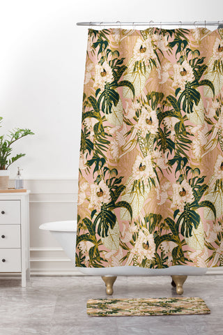 Marta Barragan Camarasa Flowering tropical pink bloom Shower Curtain And Mat