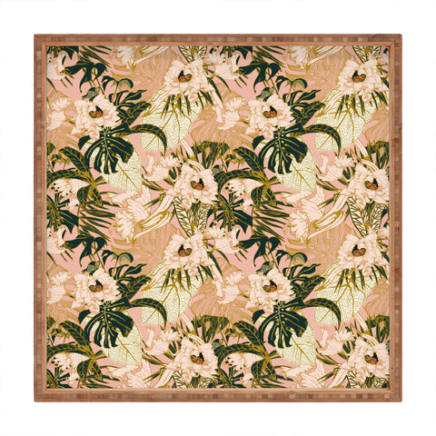 Marta Barragan Camarasa Flowering tropical pink bloom Square Tray