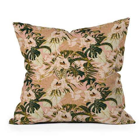 Marta Barragan Camarasa Flowering tropical pink bloom Throw Pillow