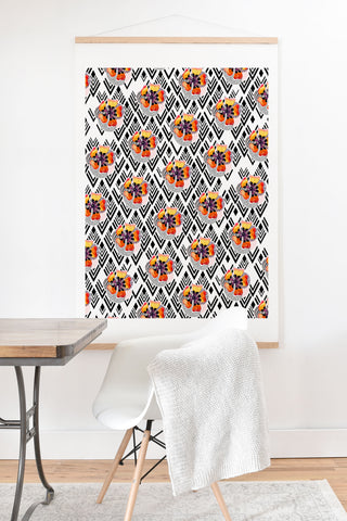Marta Barragan Camarasa Flowers and rhombuses pattern Art Print And Hanger