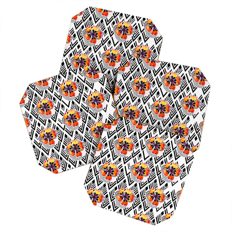 Marta Barragan Camarasa Flowers and rhombuses pattern Coaster Set