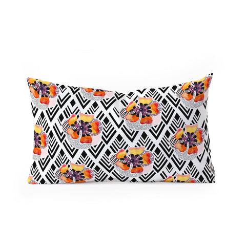 Marta Barragan Camarasa Flowers and rhombuses pattern Oblong Throw Pillow