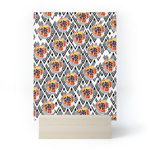 Marta Barragan Camarasa Flowers and rhombuses pattern Mini Art Print