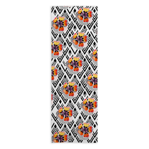 Marta Barragan Camarasa Flowers and rhombuses pattern Yoga Towel