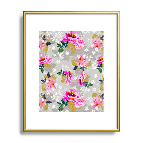 Marta Barragan Camarasa Flowers pink and gold Metal Framed Art Print