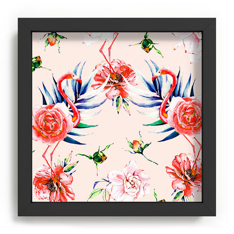 Marta Barragan Camarasa Flowery american flamingos Recessed Framing Square