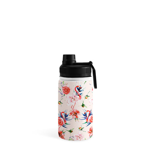 Marta Barragan Camarasa Flowery american flamingos Water Bottle