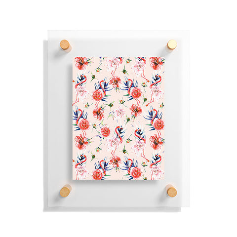 Marta Barragan Camarasa Flowery american flamingos Floating Acrylic Print
