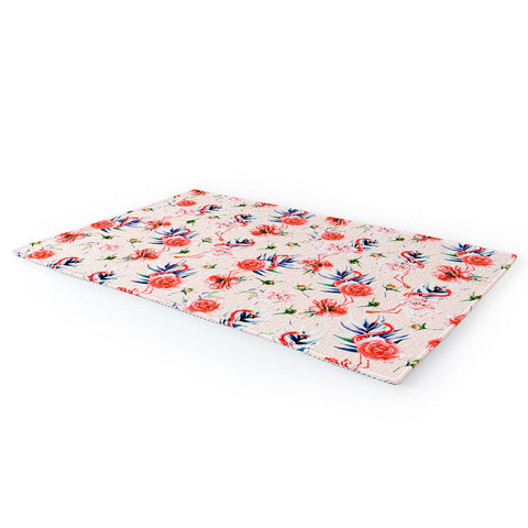 Marta Barragan Camarasa Flowery american flamingos Area Rug