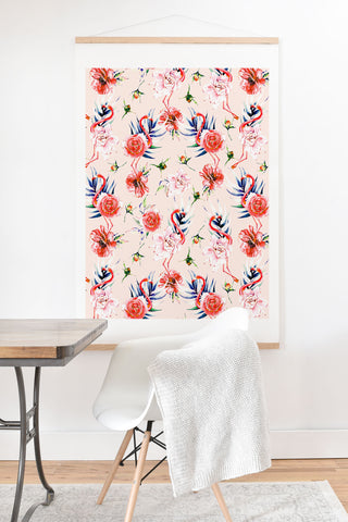 Marta Barragan Camarasa Flowery american flamingos Art Print And Hanger