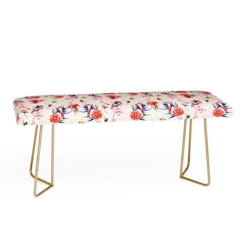 Marta Barragan Camarasa Flowery american flamingos Bench