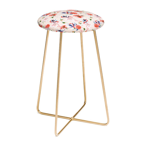 Marta Barragan Camarasa Flowery american flamingos Counter Stool