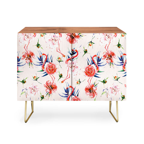 Marta Barragan Camarasa Flowery american flamingos Credenza