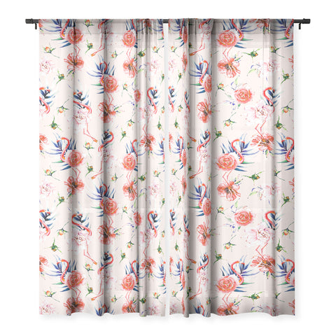 Marta Barragan Camarasa Flowery american flamingos Sheer Non Repeat
