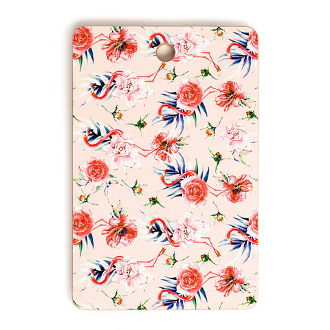 Marta Barragan Camarasa Flowery american flamingos Cutting Board Rectangle