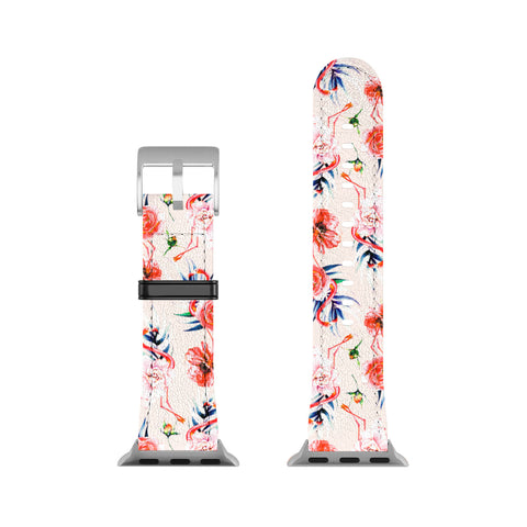 Marta Barragan Camarasa Flowery american flamingos Apple Watch Band