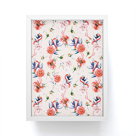 Marta Barragan Camarasa Flowery american flamingos Framed Mini Art Print
