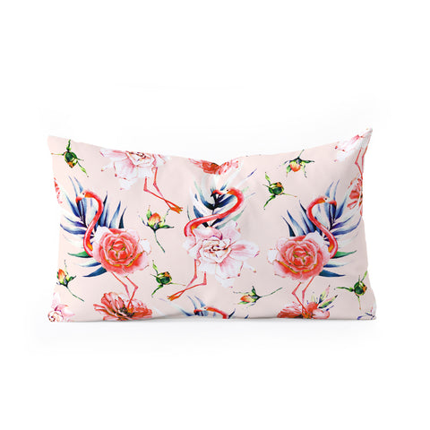 Marta Barragan Camarasa Flowery american flamingos Oblong Throw Pillow
