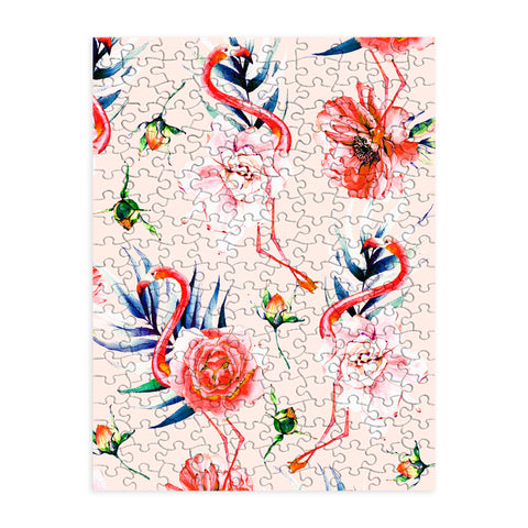 Marta Barragan Camarasa Flowery american flamingos Puzzle