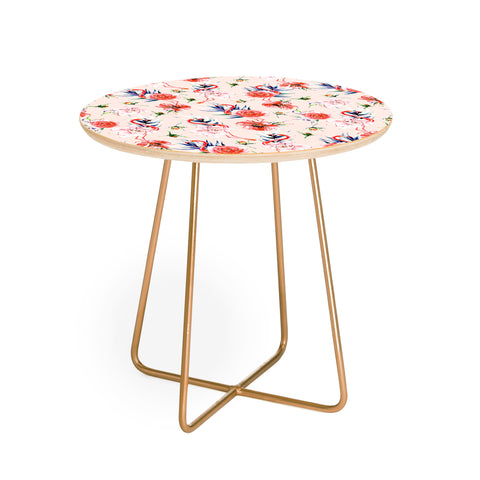 Marta Barragan Camarasa Flowery american flamingos Round Side Table