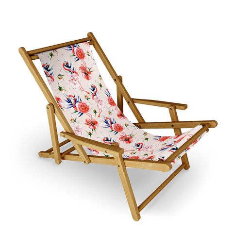 Marta Barragan Camarasa Flowery american flamingos Sling Chair