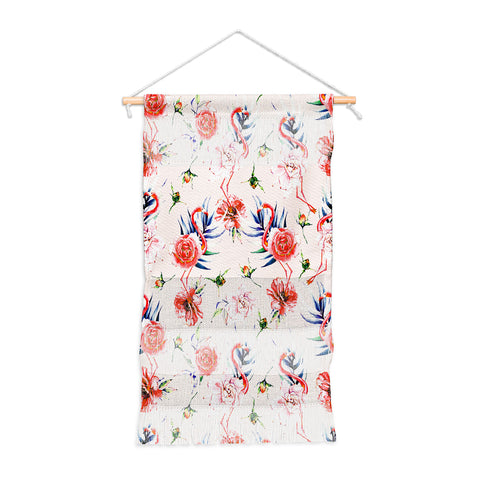 Marta Barragan Camarasa Flowery american flamingos Wall Hanging Portrait