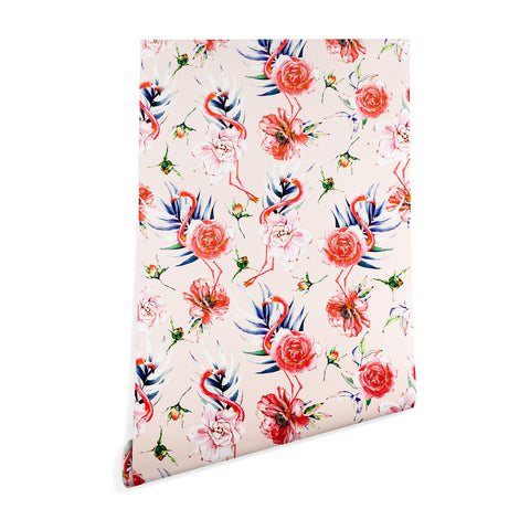 Marta Barragan Camarasa Flowery american flamingos Wallpaper