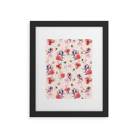 Marta Barragan Camarasa Flowery american flamingos Framed Art Print