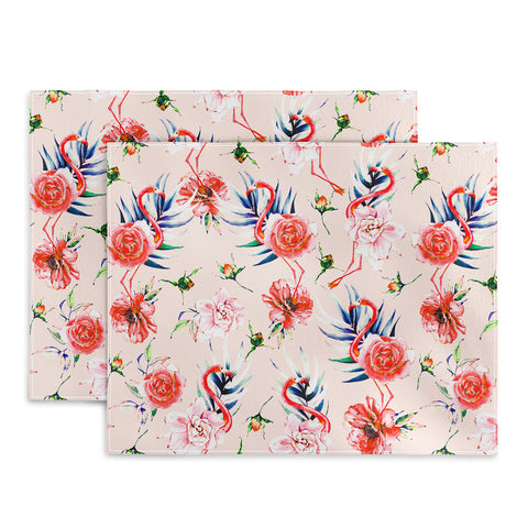 Marta Barragan Camarasa Flowery american flamingos Placemat