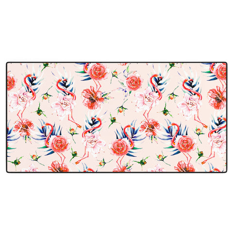 Marta Barragan Camarasa Flowery american flamingos Desk Mat