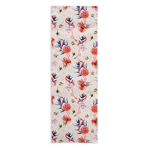 Marta Barragan Camarasa Flowery american flamingos Yoga Towel