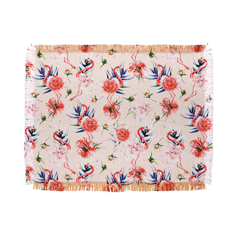 Marta Barragan Camarasa Flowery american flamingos Throw Blanket