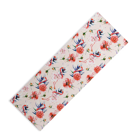 Marta Barragan Camarasa Flowery american flamingos Yoga Mat