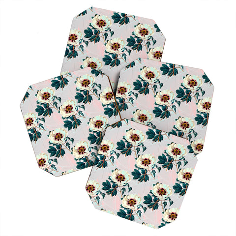 Marta Barragan Camarasa Flowery blooming with geometric Coaster Set